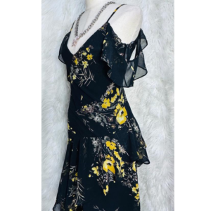 Preloved Printed Black Long Dress Brand Missguided