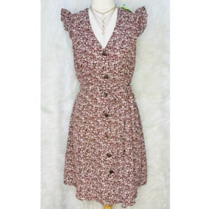 Preloved Maroon Floral Dress Brand MONTEAU