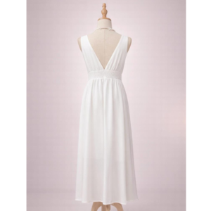 White Plunging V-Neck Maxi Dress