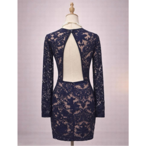 Long Sleeve Lace Illusion Valentina Open Back Mini Dress Brand: H&M