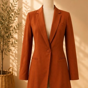 Preloved Terracotta Long Sleeve Notch Lapel Tailored Blazer 𝐁𝐫𝐚𝐧𝐝: CC&DD