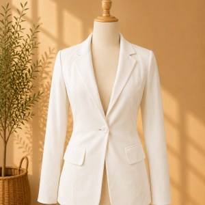Preloved White Notch Lapel Tailored Blazer 𝐁𝐫𝐚𝐧𝐝: SPLASH