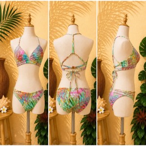 Brand New Chic Tropical Print Strappy Back Two-Piece Swimsuit 𝐁𝐫𝐚𝐧𝐝: Hurley