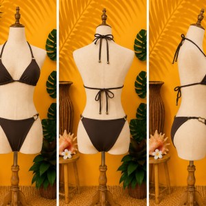Preloved Dark Brown Ring-Accent Two-Piece Bikini Swimsuit