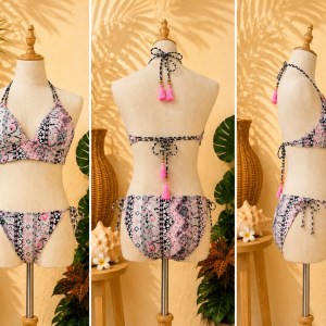 Preloved Pink Boho Print with Side Tassel Two-Piece Swimsuit 𝐁𝐫𝐚𝐧𝐝: Victoria Secret