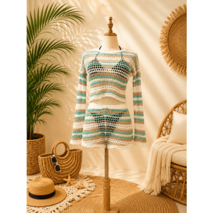 Preloved Pastel Striped Two-Piece Set Cover Up 𝐁𝐫𝐚𝐧𝐝: MISSGUIDED